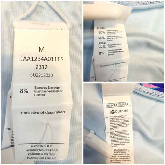 CUPSHE Serenity of Blue Bikini Bralette Size S & Colorblock Bottoms Size M Set - Picture 13 of 14